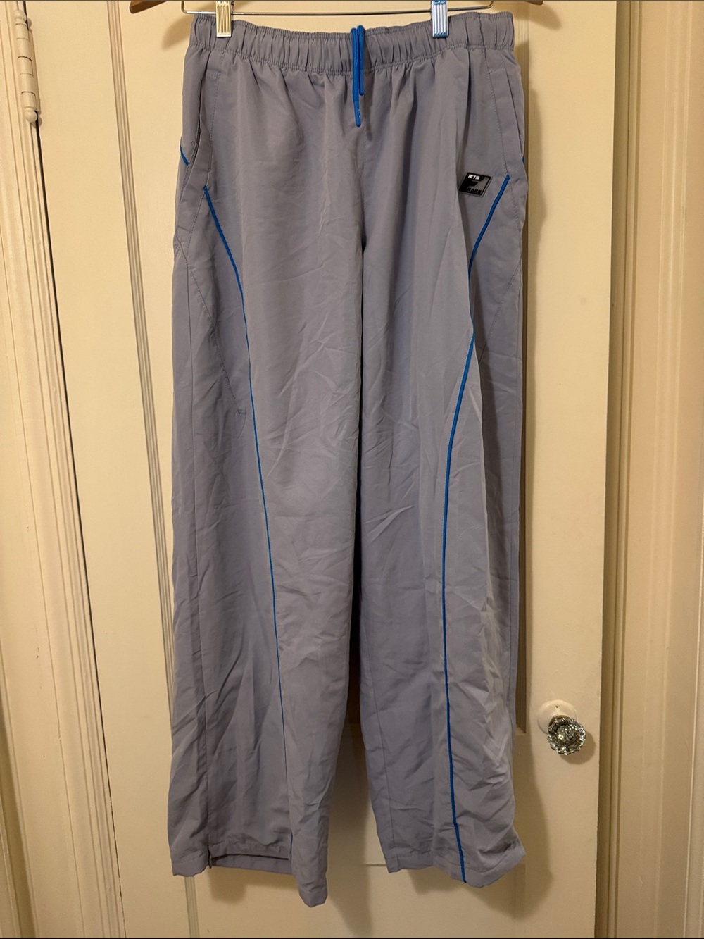 Urban Outfitters Light Gray Wide-Leg Pants with Blue Trim